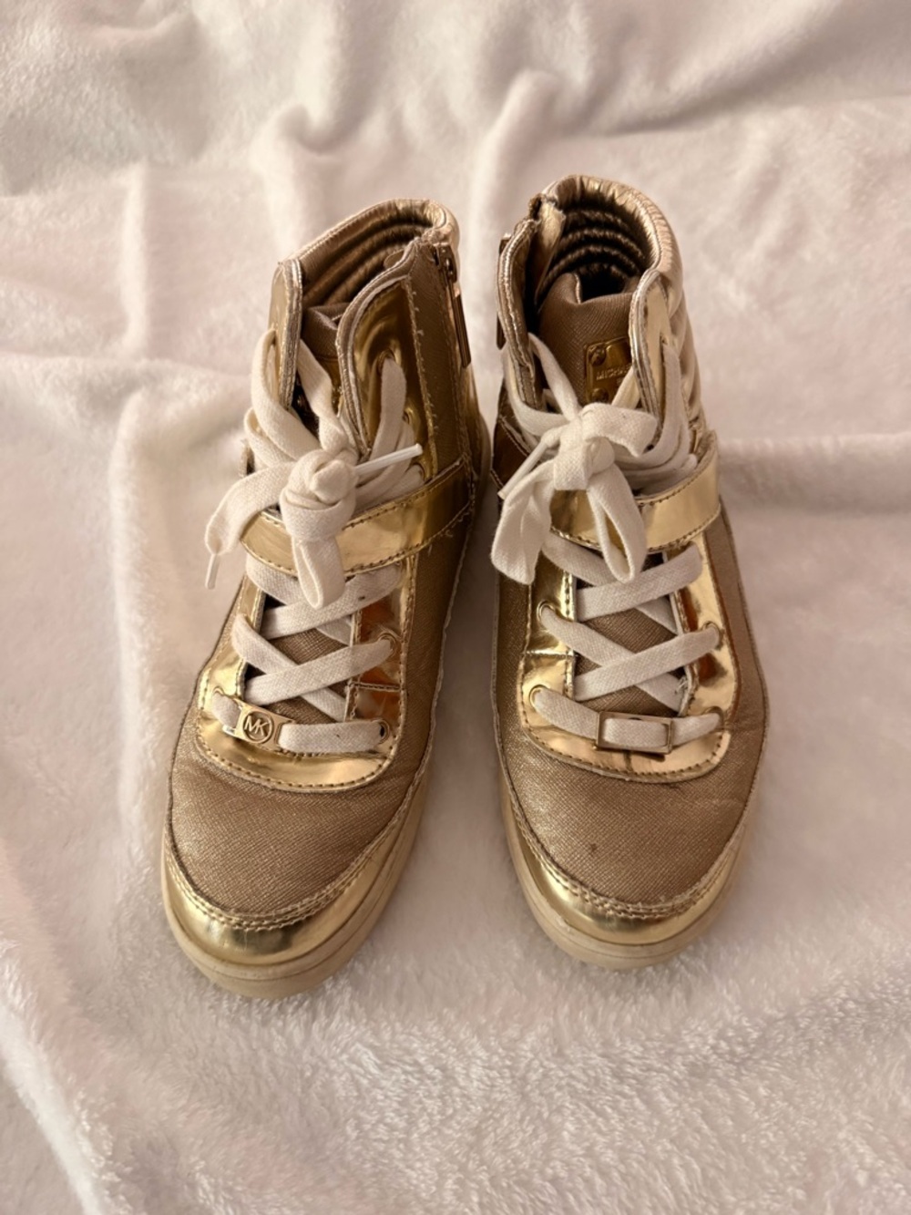 Michael Kors Gold High Top Sneakers Girls 5 youth